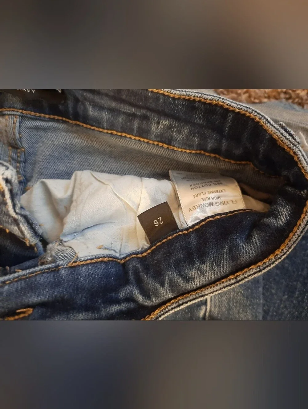 Flying Monkey Distressed Medium Blue Extreme Flare Jeans